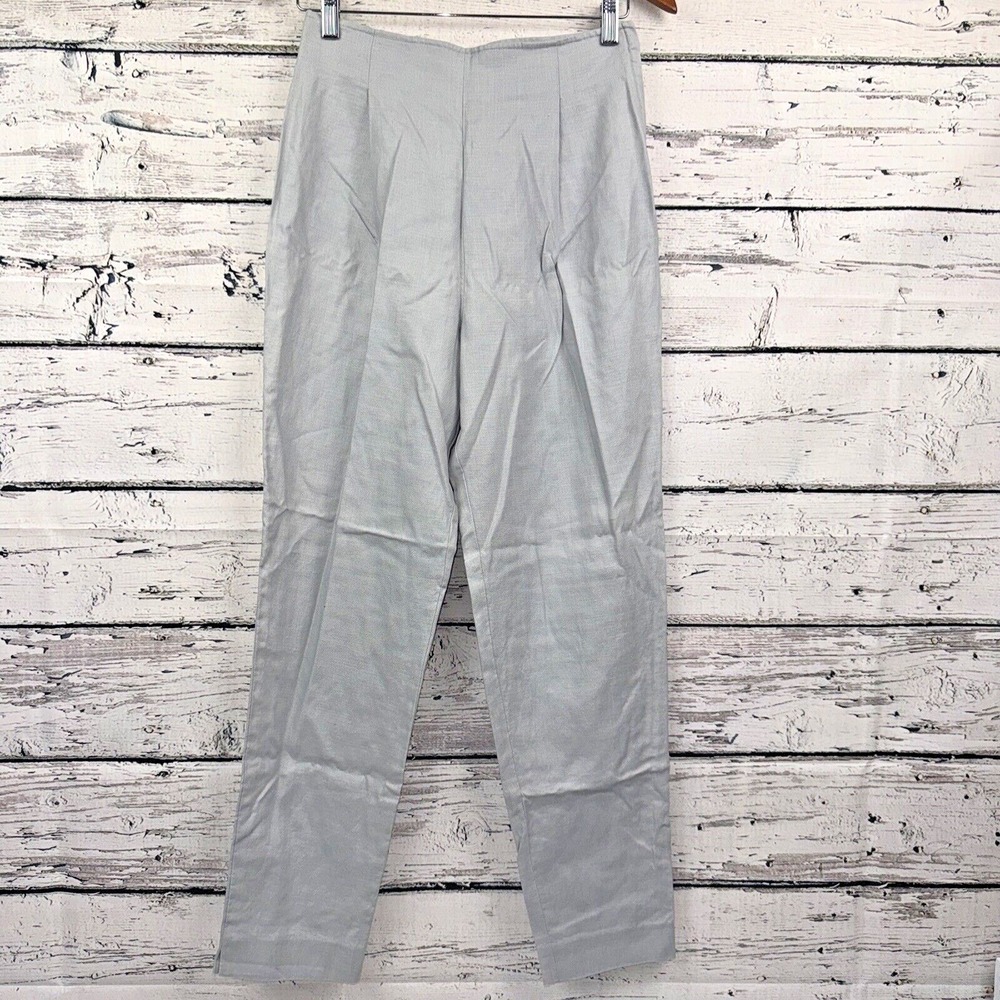 Tweeds Women's Light Gray Linen Pleated High Waist Career Pants [Size 8]‎